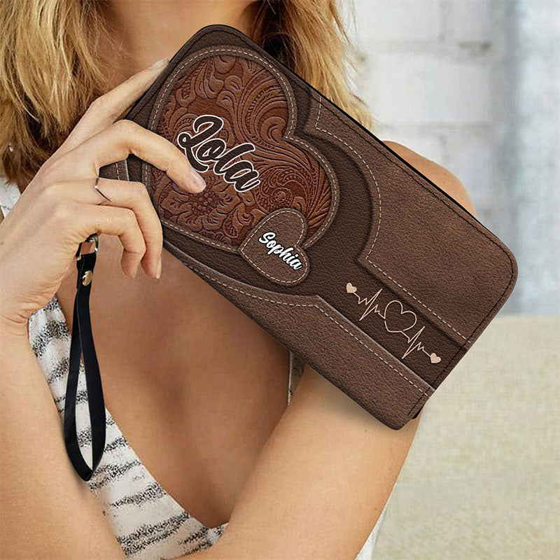 Personalized Grandma's Sweethearts Leather Wallet with Custom Names