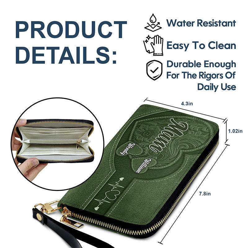 Personalized Grandma's Sweethearts Leather Wallet with Custom Names