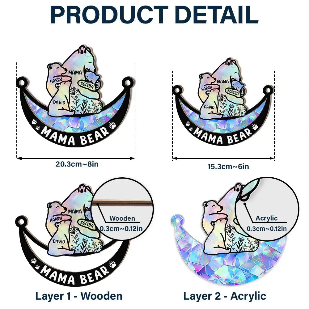 Personalized Mama Bear Suncatcher: 'We Love You To The Moon & Back' Gift