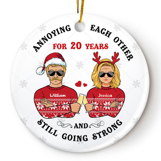 “20 Years of Annoying Each Other & Still Going Strong” Personalized Ceramic Ornament