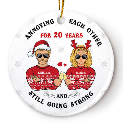 “20 Years of Annoying Each Other & Still Going Strong” Personalized Ceramic Ornament