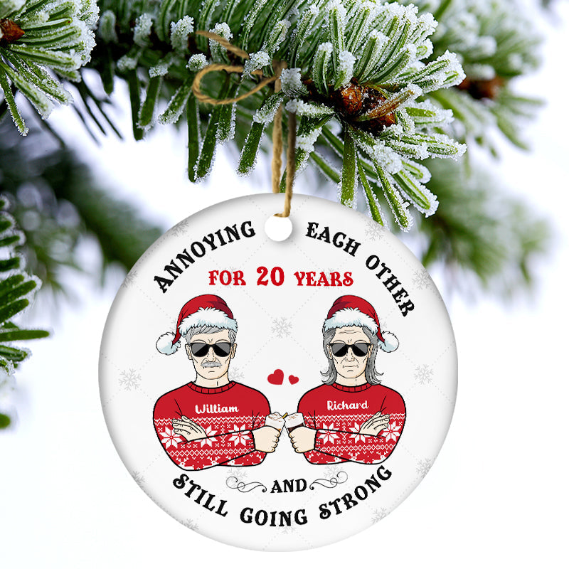 “20 Years of Annoying Each Other & Still Going Strong” Personalized Ceramic Ornament