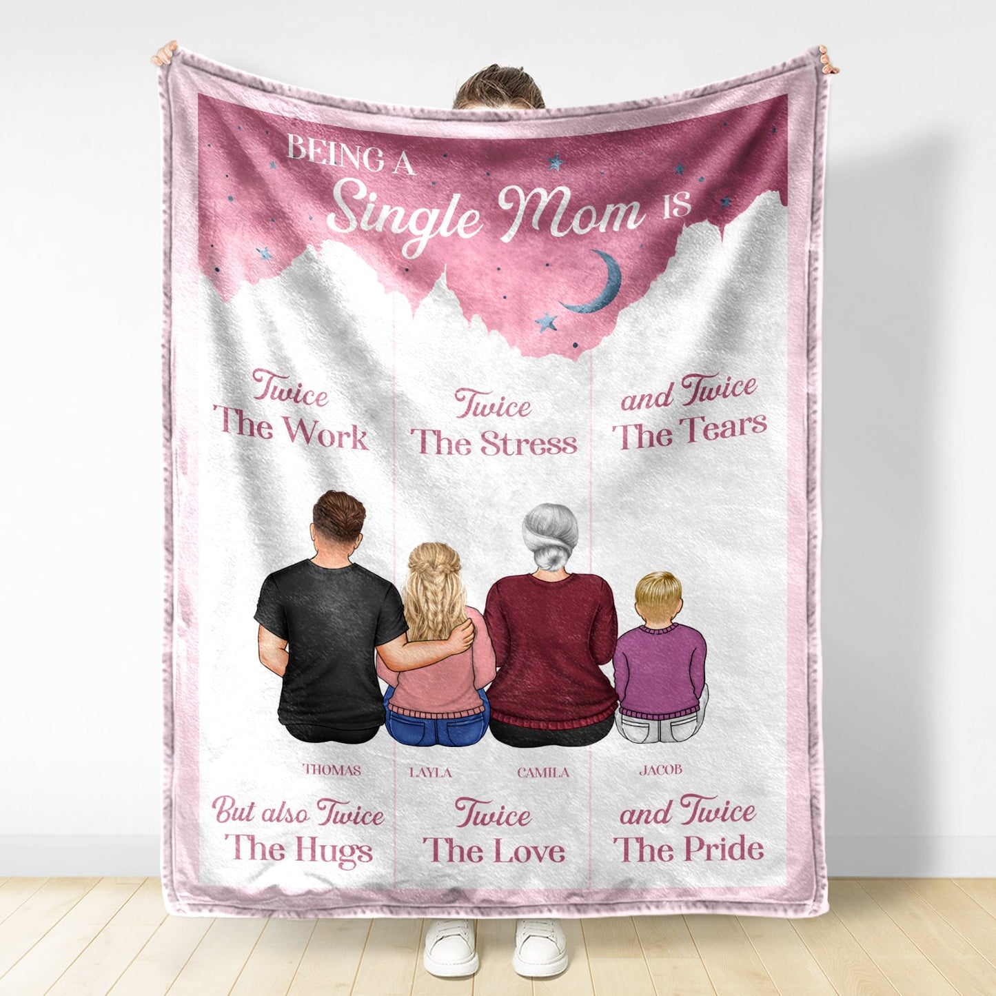 Single Mom Twice The Love - Gift For Mother - Personalized Fleece Blanket