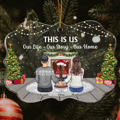 This Is Us A Little Bit Of Crazy - Christmas, Gift For Family - Personalized Medallion Acrylic Ornament