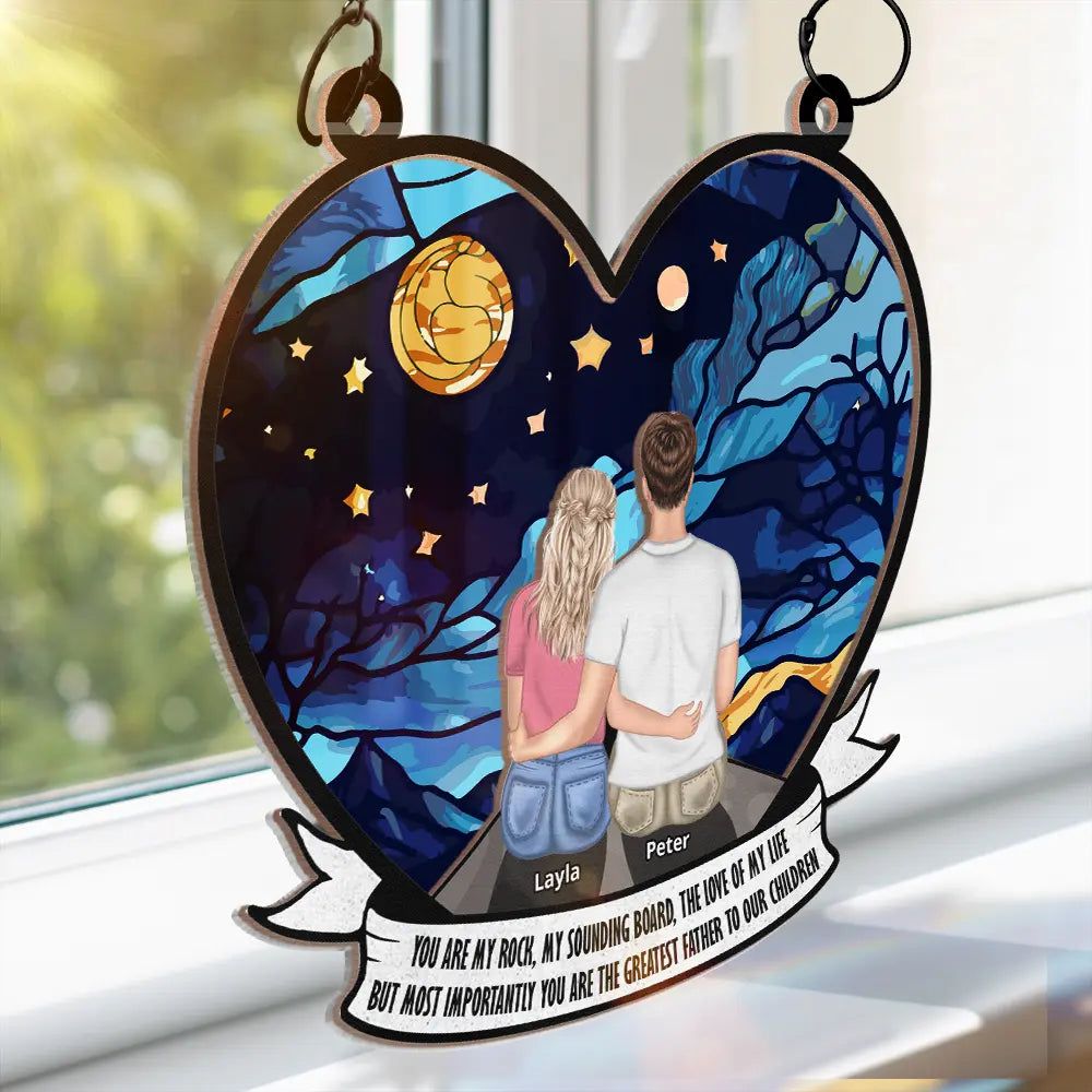 The Greatest Father To Our Children - Personalized Window Hanging Suncatcher Ornament