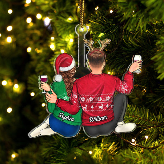 Personalized Christmas Couple Ornament with Names - Custom Acrylic Keepsake