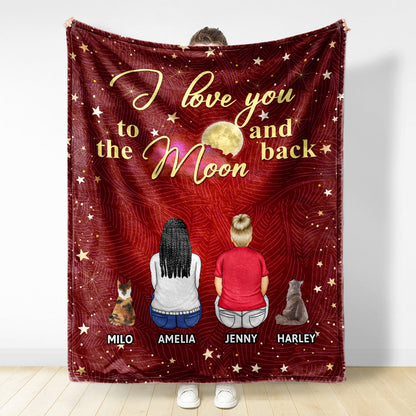 I Love You To The Moon And Back - Gift For Dog Lovers, Cat Lovers - Personalized Fleece Blanket