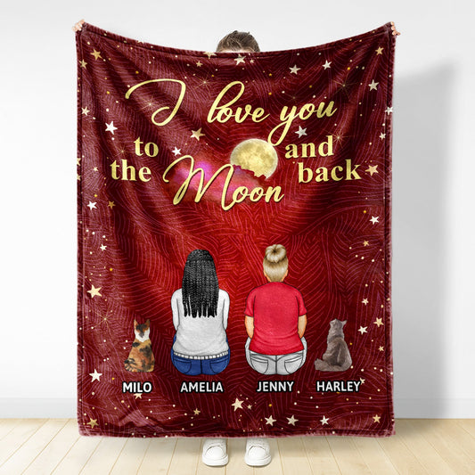 Personalized 'I Love You To The Moon And Back' Family & Pet Blanket