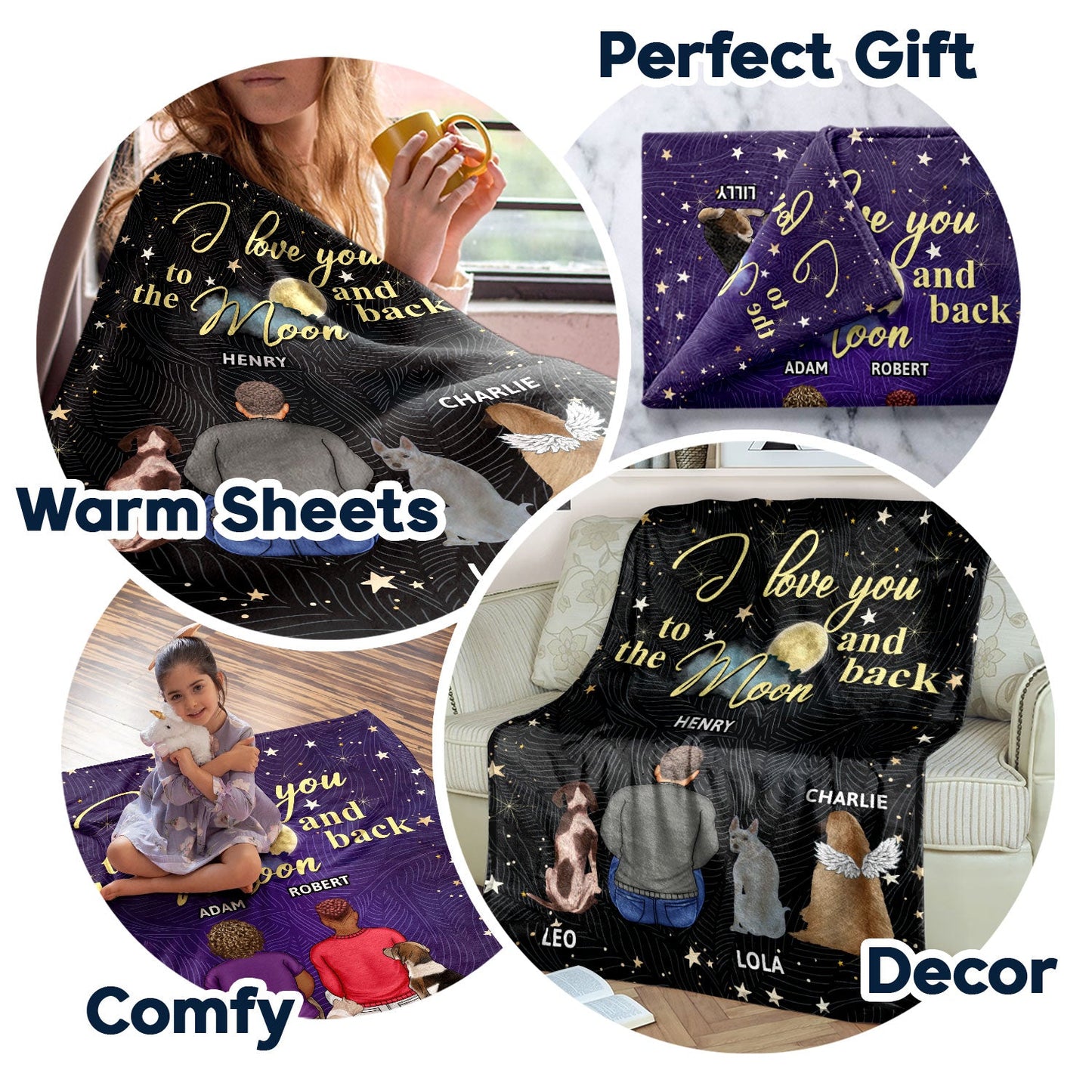 I Love You To The Moon And Back - Gift For Dog Lovers, Cat Lovers - Personalized Fleece Blanket