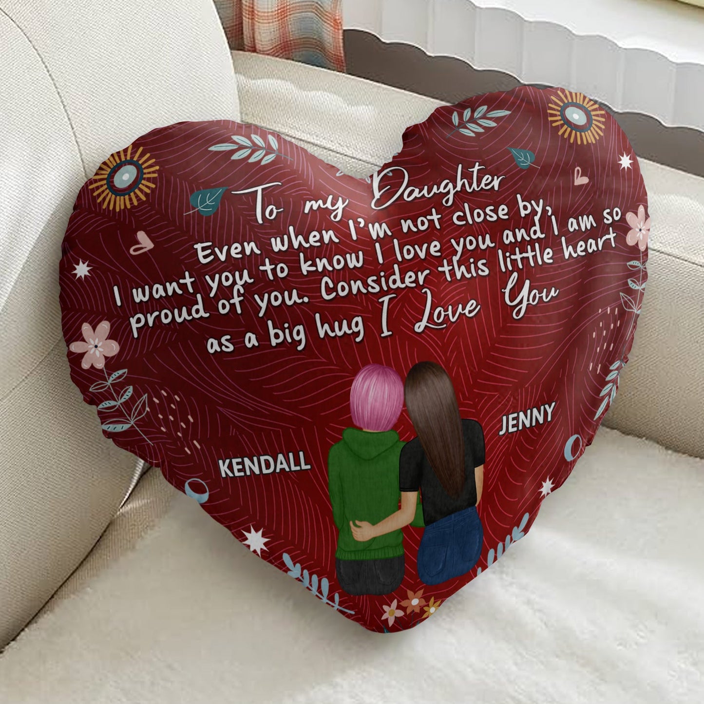 Personalized Heartfelt "Big Hug" Pillow for Sisters & Best Friends
