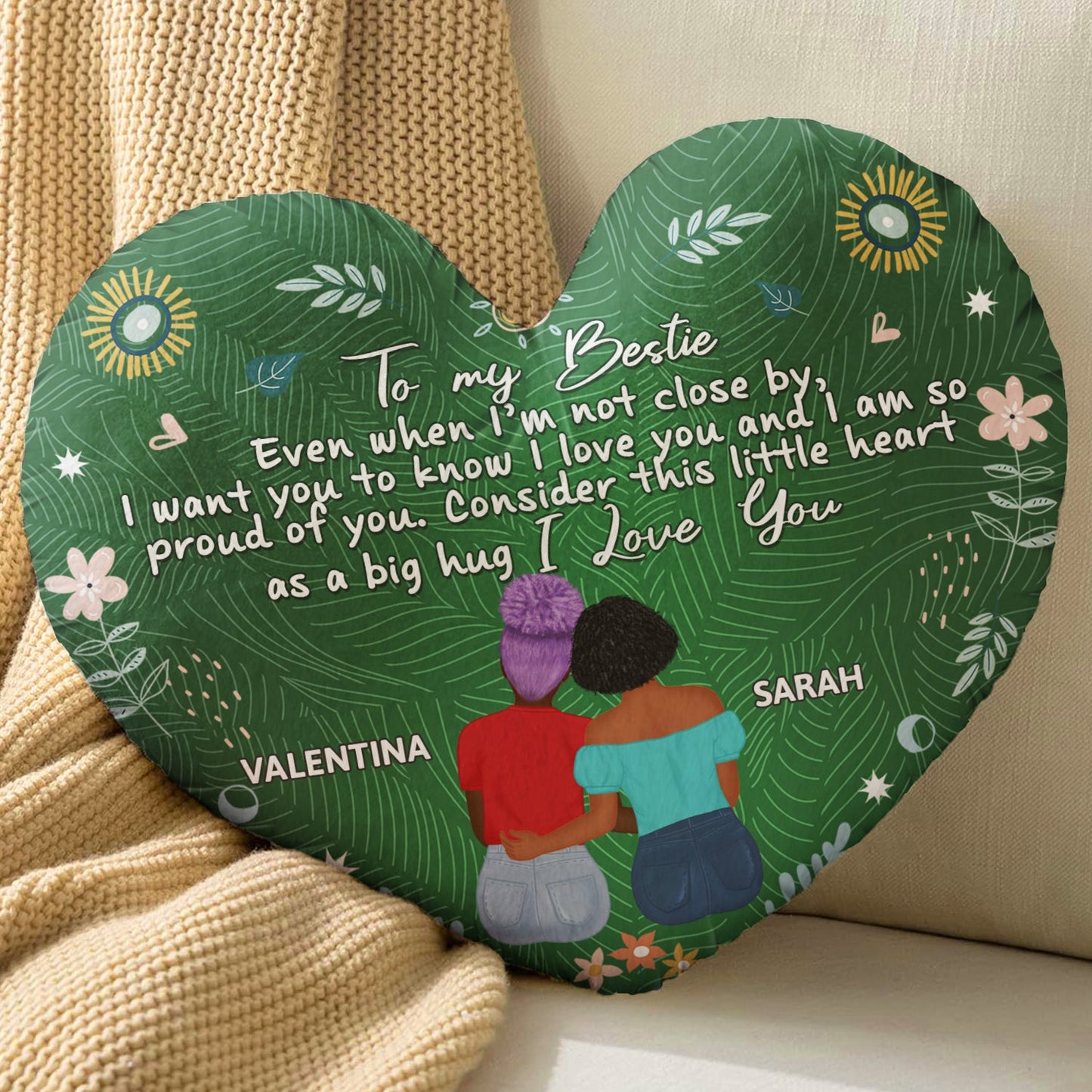 Personalized Heartfelt "Big Hug" Pillow for Sisters & Best Friends
