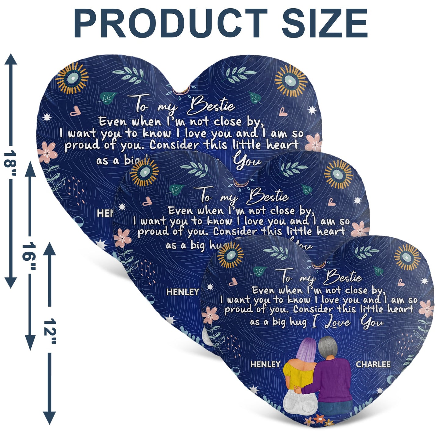 Personalized Heartfelt "Big Hug" Pillow for Sisters & Best Friends