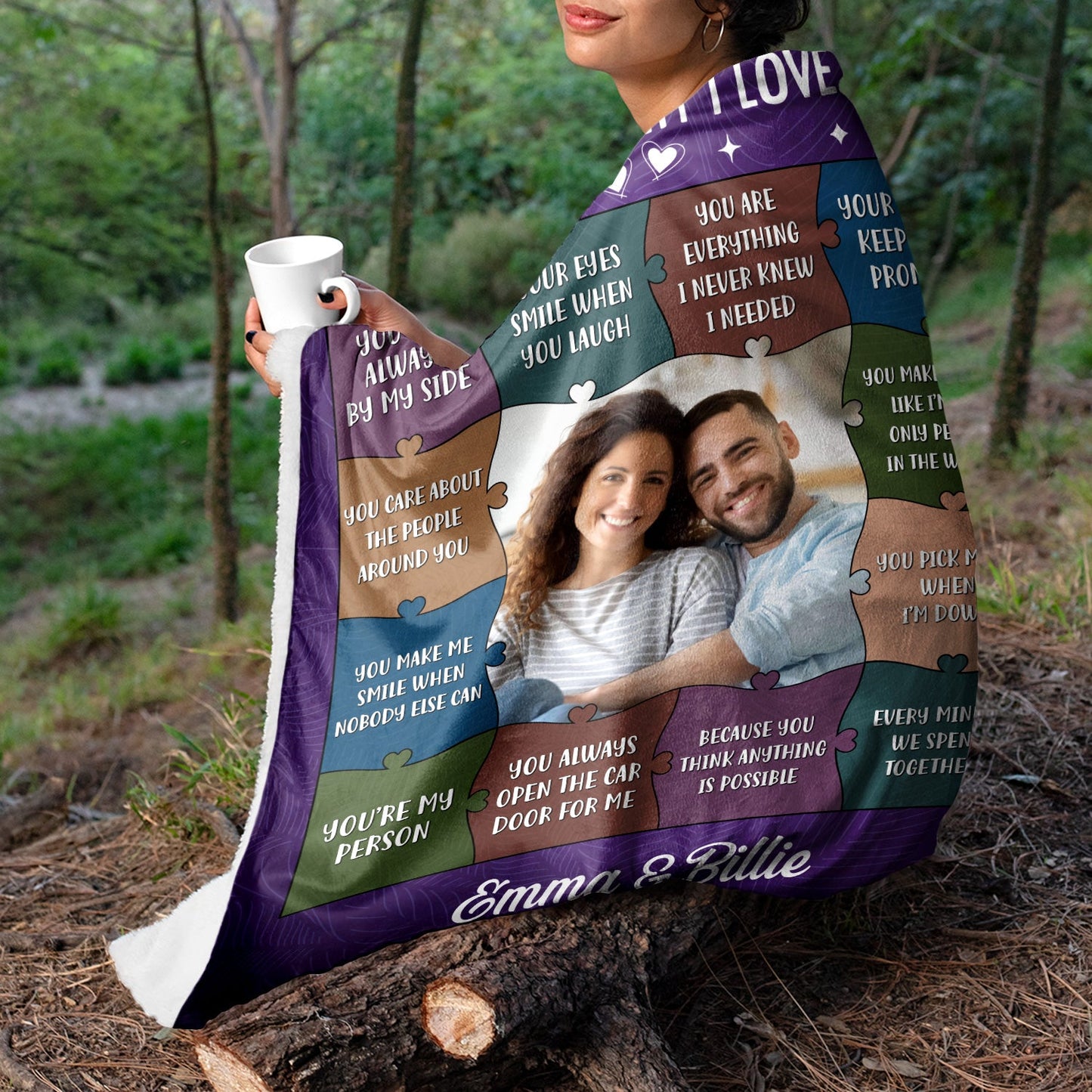 Heartfelt Personalized '12 Reasons Why I Love You' Photo Blanket