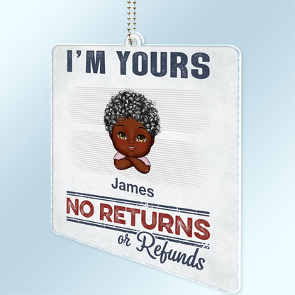 No Returns Or Refunds Chibi Grandkids - Funny Gift For Dad, Mom, Grandma, Grandpa - Personalized Acrylic Car Hanger