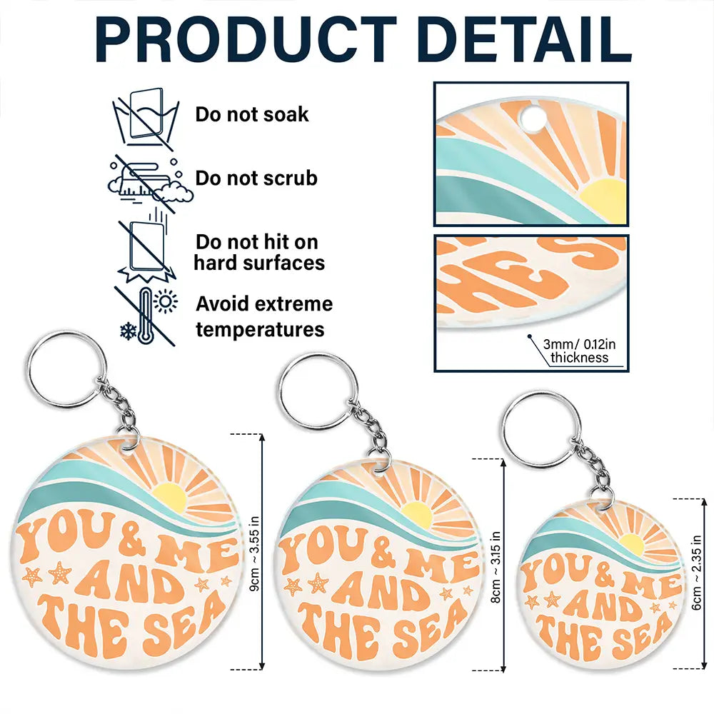 Husband And Wife Beach Sunset Chibi Couple - Personalized Acrylic Keychain