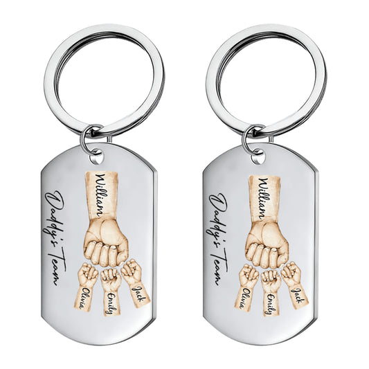 Daddy’s Team Fist Bump - Personalized Stainless Steel Keychain