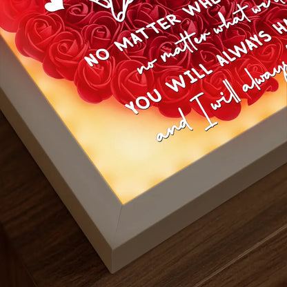 Gift For Mother, Mom - Daughters (Adult), Happy - No Matter Where We Go No Matter What We Do Mother Daughter - Personalized LED Light Flower Shadow Box