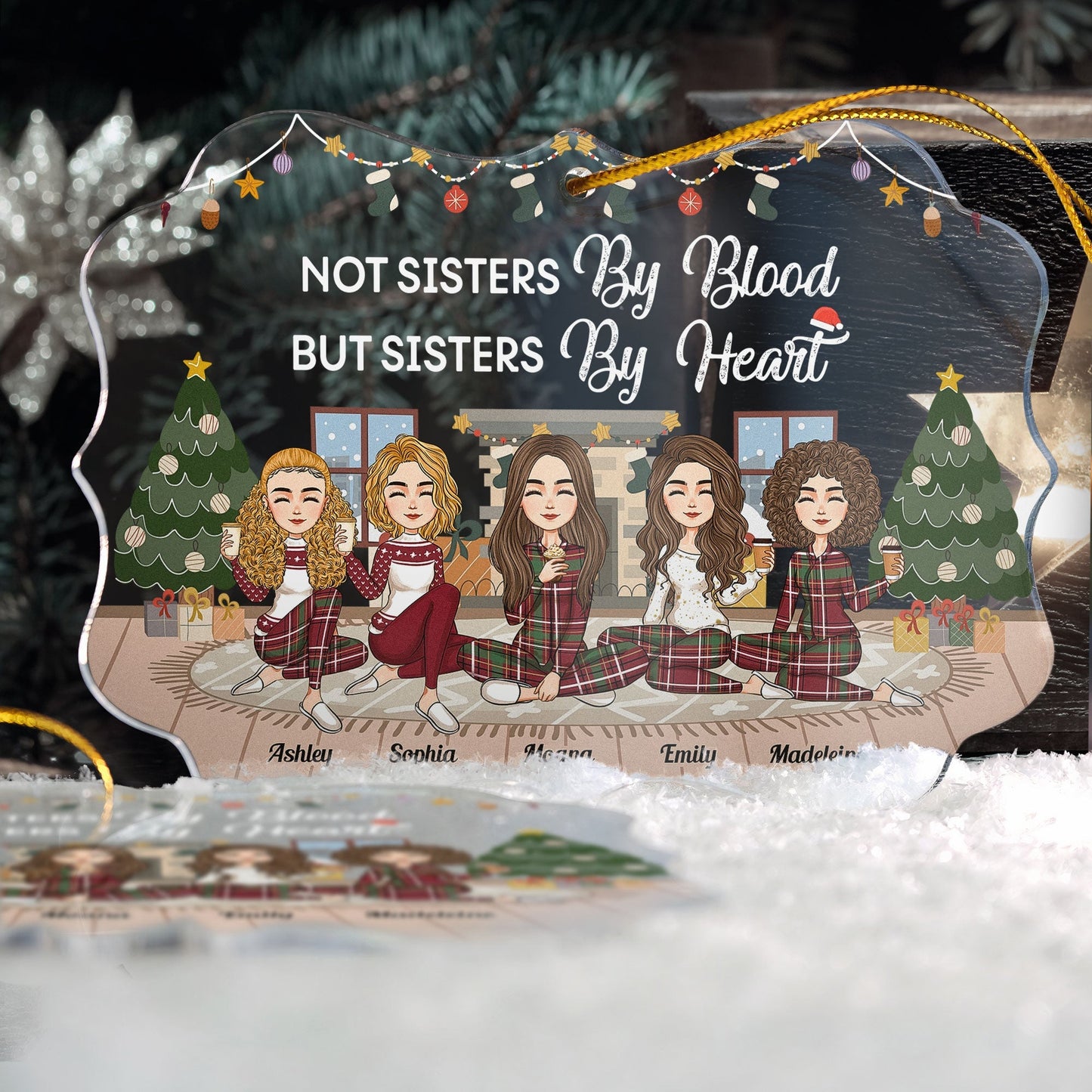 Not Sisters By Blood But Sisters By Heart - Personalized Acrylic Ornament - Christmas, New Year Gift For Sistas, Sister, Besties, Best Friends, Soul Sisters