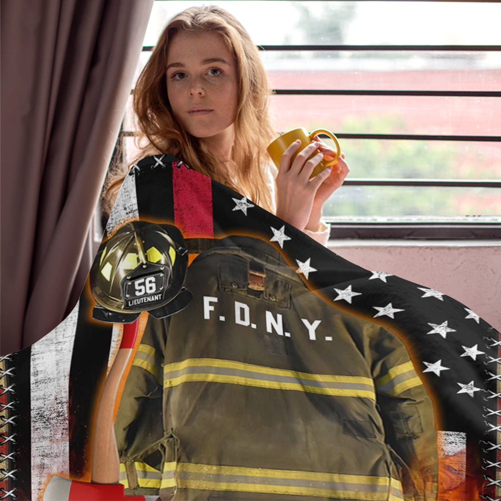 Personalized Custom Name Firefighter Us Flag Armor Blanket - Gifts for Firefighter Fireman