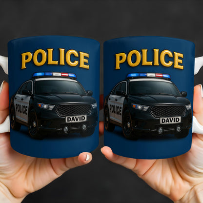Police Car & Siren - Personalized Coffee Mug for Police Officer