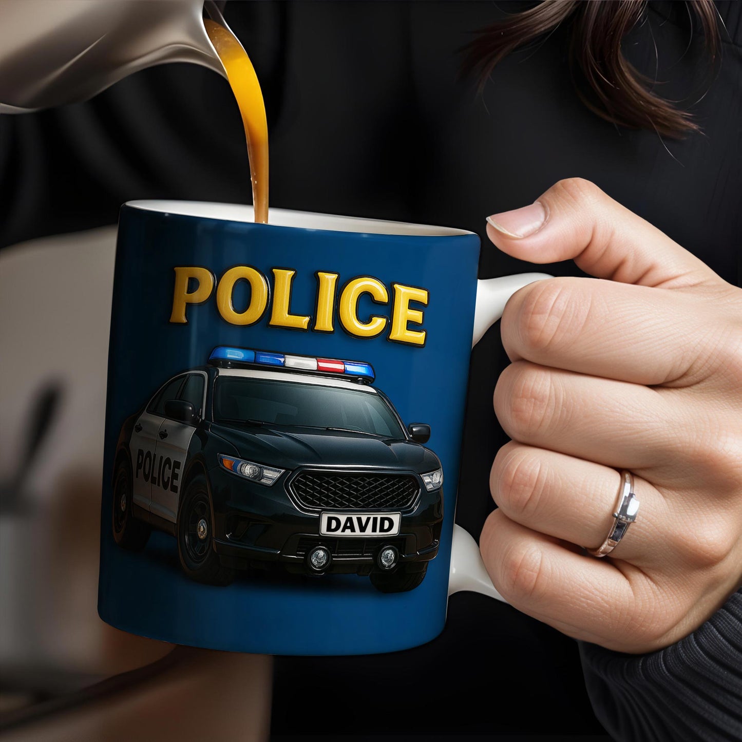 Police Car & Siren - Personalized Coffee Mug for Police Officer