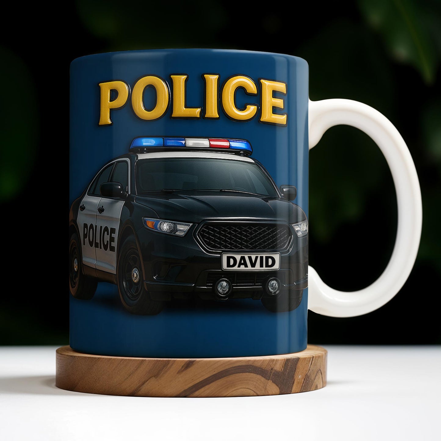 Police Car & Siren - Personalized Coffee Mug for Police Officer