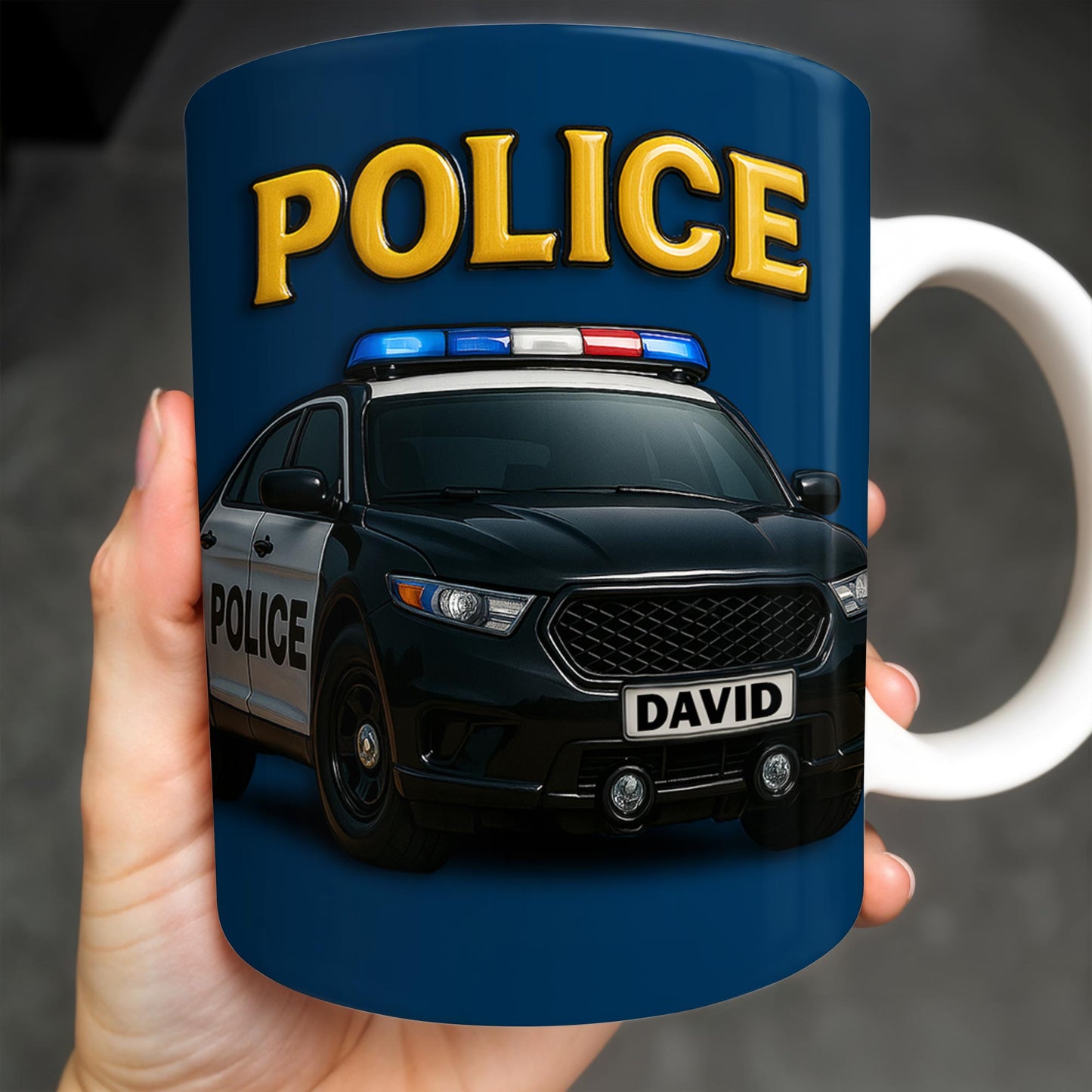 Police Car & Siren - Personalized Coffee Mug for Police Officer