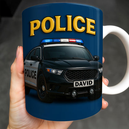 Police Car & Siren - Personalized Coffee Mug for Police Officer