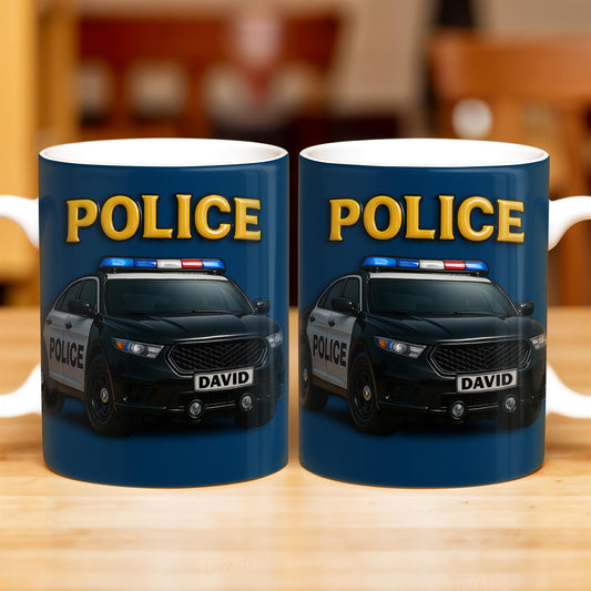 Police Car & Siren - Personalized Coffee Mug for Police Officer