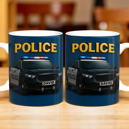 Police Car & Siren - Personalized Coffee Mug for Police Officer