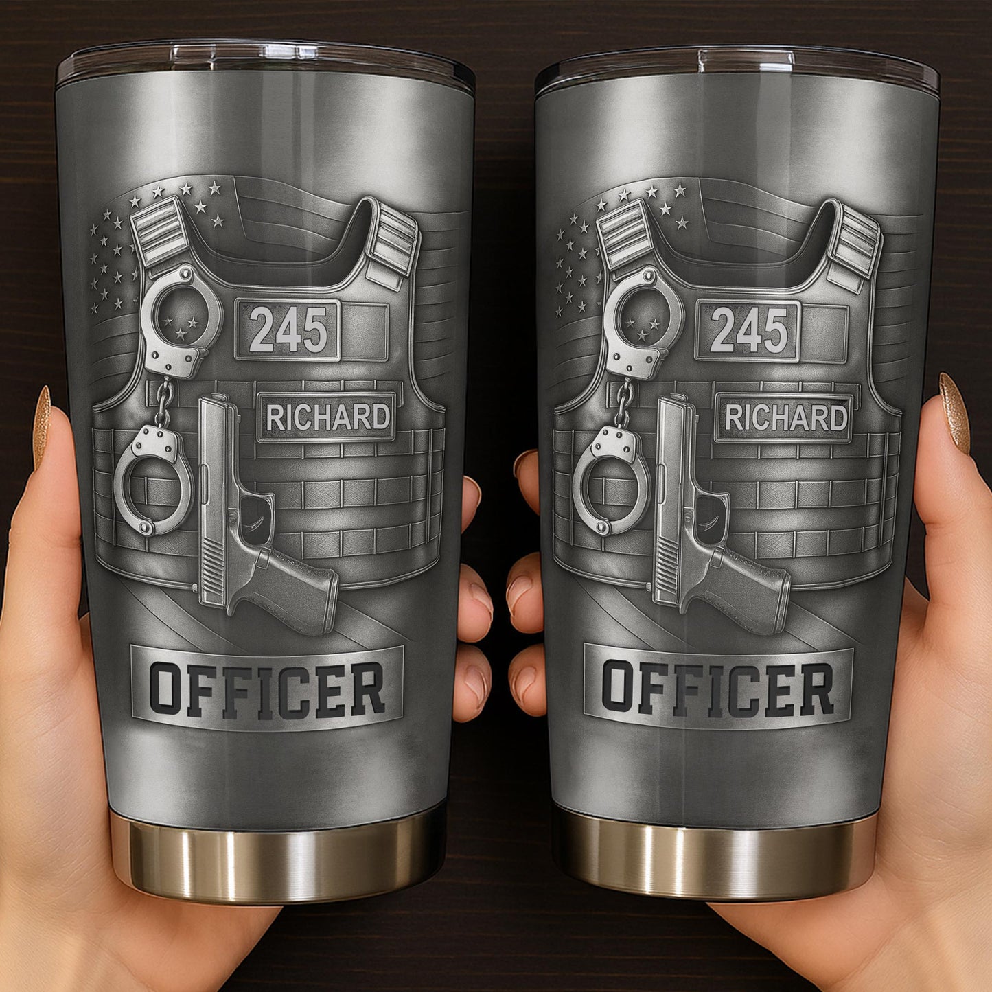 Personalized Police Officer Tumbler personalization view for Family
