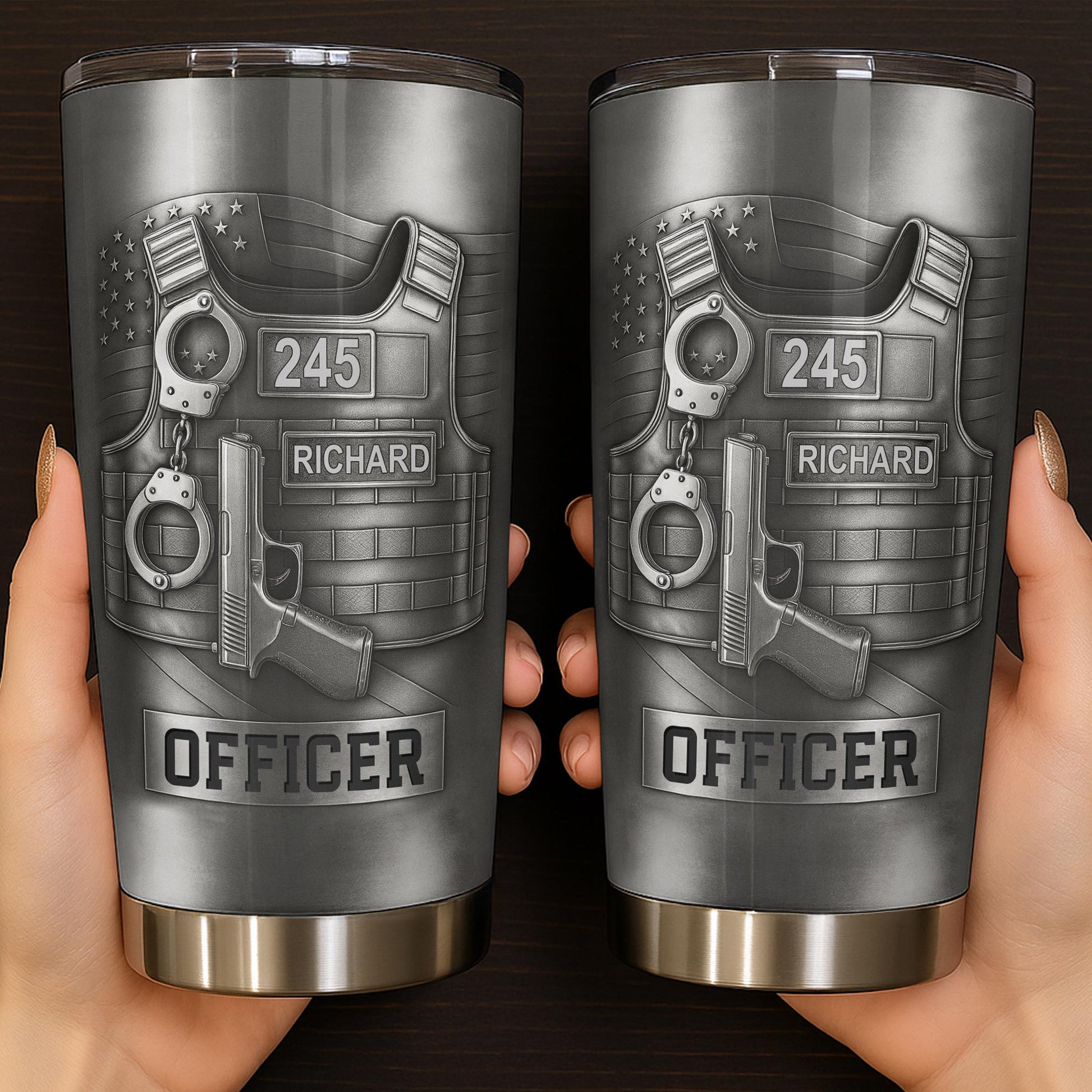 Personalized Police Officer Tumbler personalization view for Family