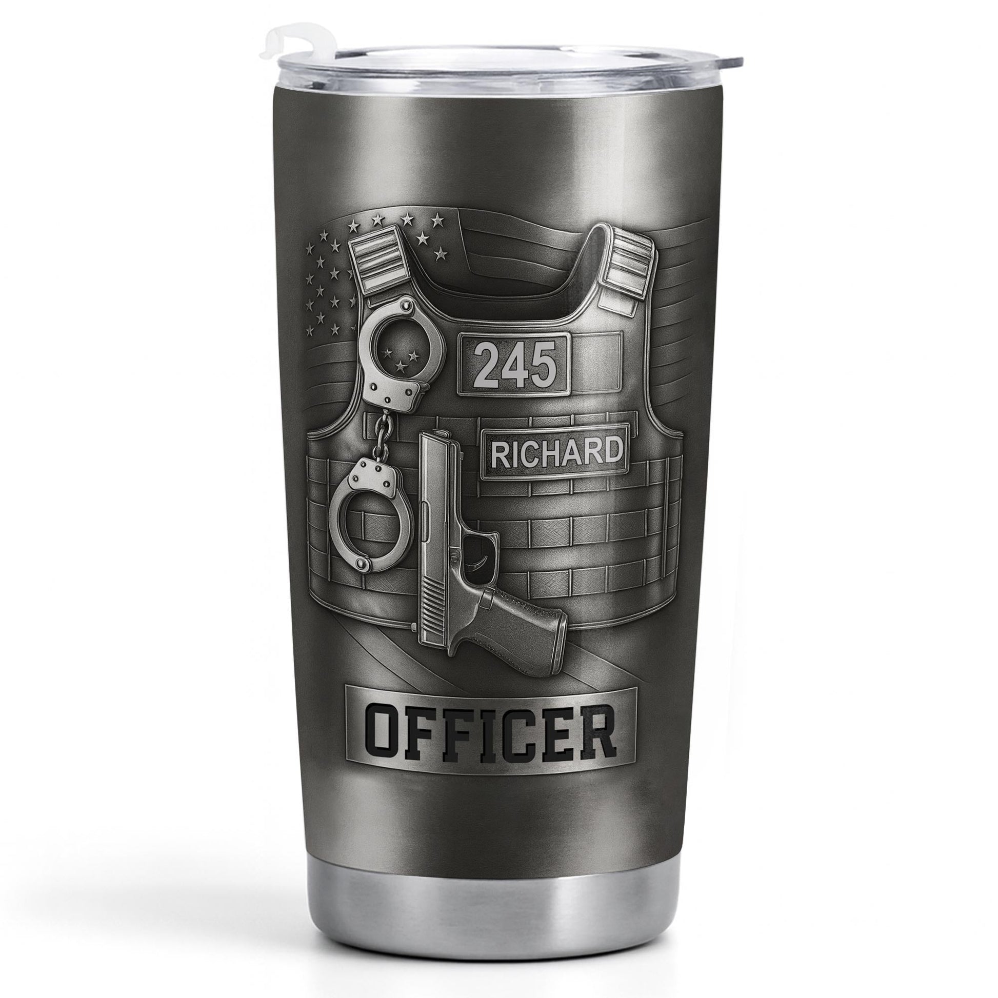 Honor Your Dedication, Police Badge Handcuffs Gun