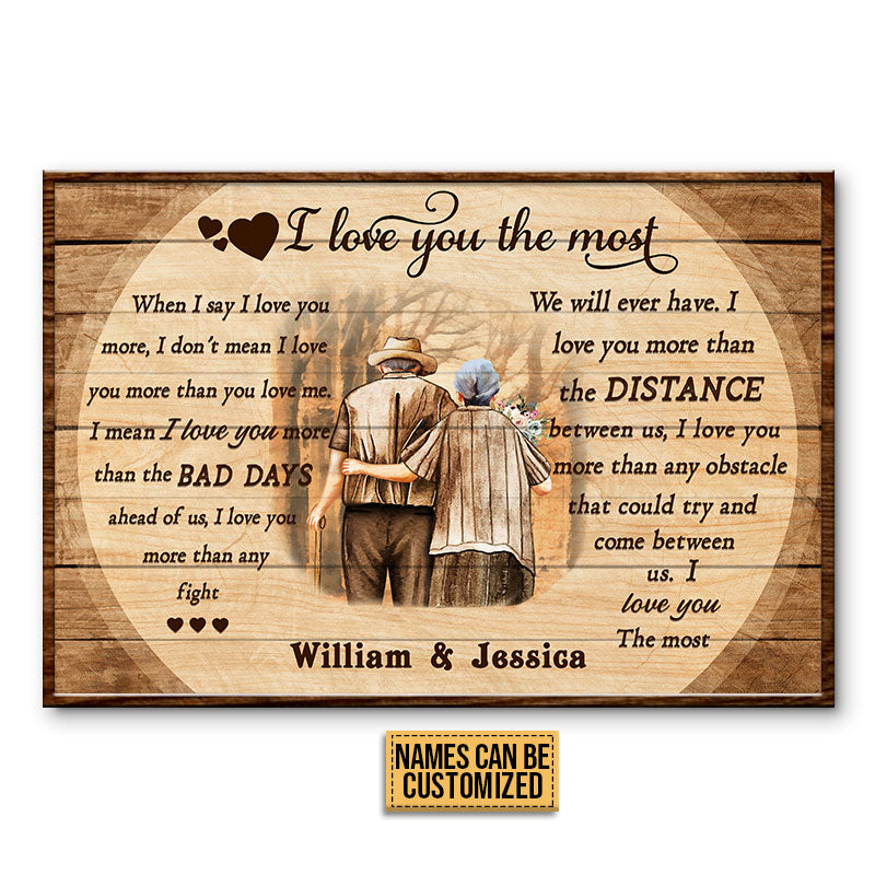 Personalized Custom Old Couple I Love You The Most Poster / Canvas - Custom Anniversary Gift for Grandparents