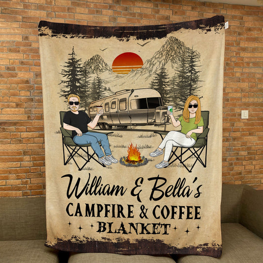 Our Campfire & Coffee Blanket - Personalized Blanket