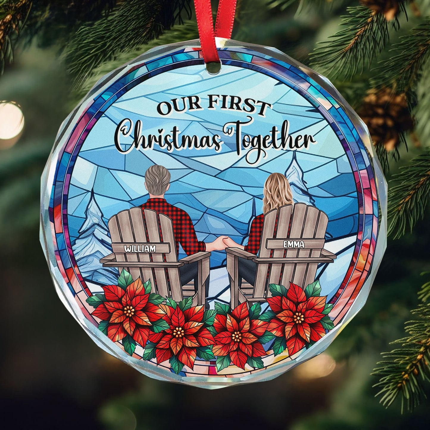 Our First Christmas Couple - Personalized Glass Ornament