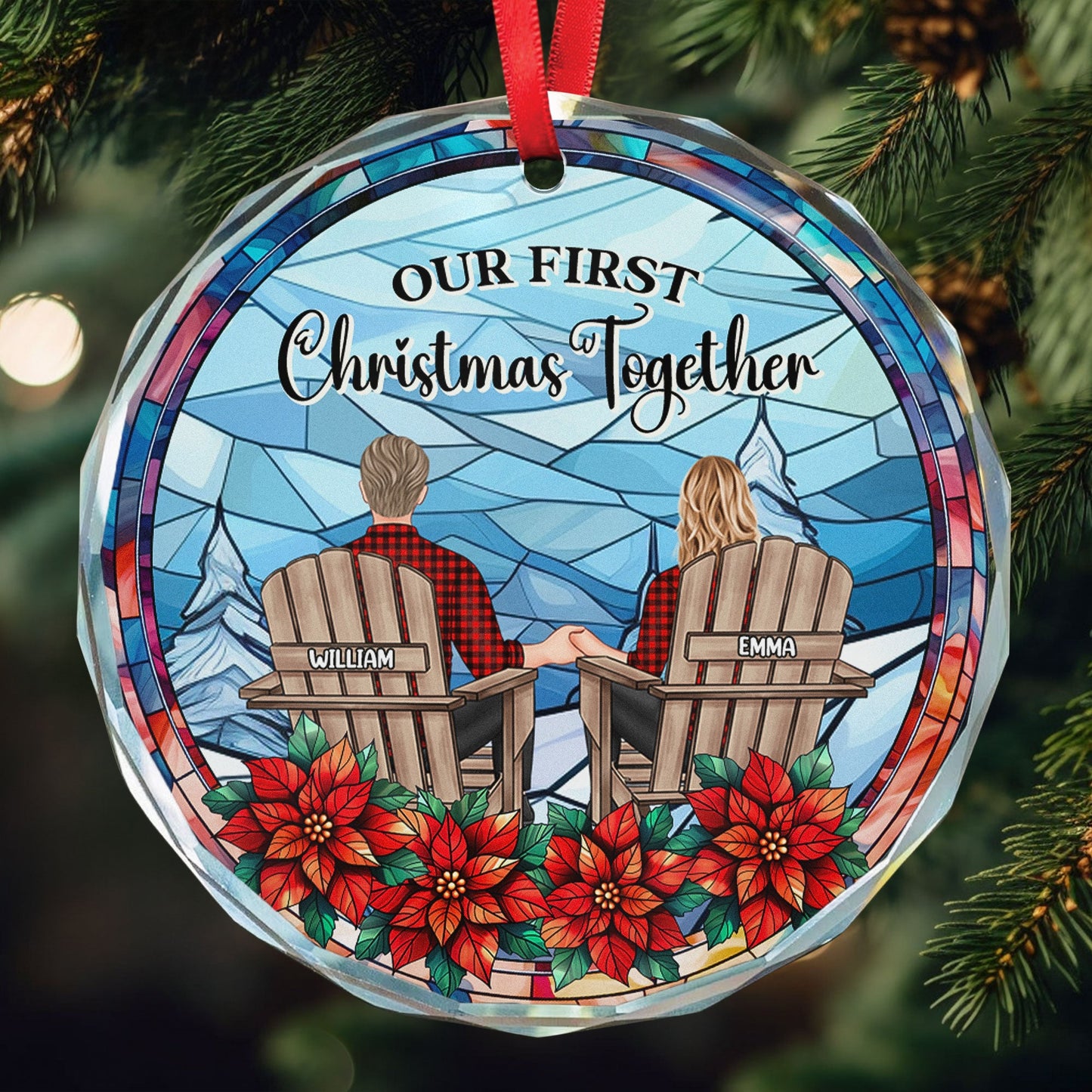 Our First Christmas Couple - Personalized Glass Ornament