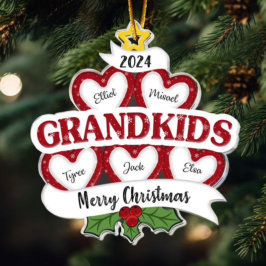 Personalized Grandkids Christmas Tree Ornament - Acrylic Keepsake with Names