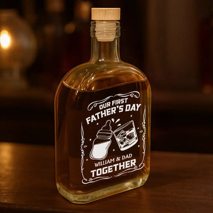 Gift For Father,Funny,New Dad,New baby - Our First Father's Day Together - Personalized Whiskey Bottle 