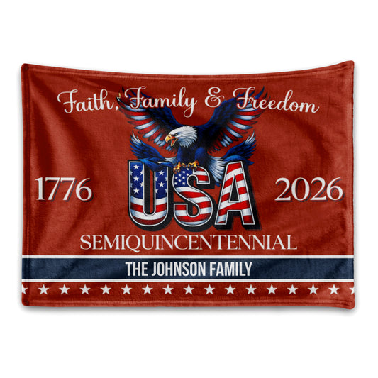 Custom Family Name Blanket - “Faith, Family & Freedom”