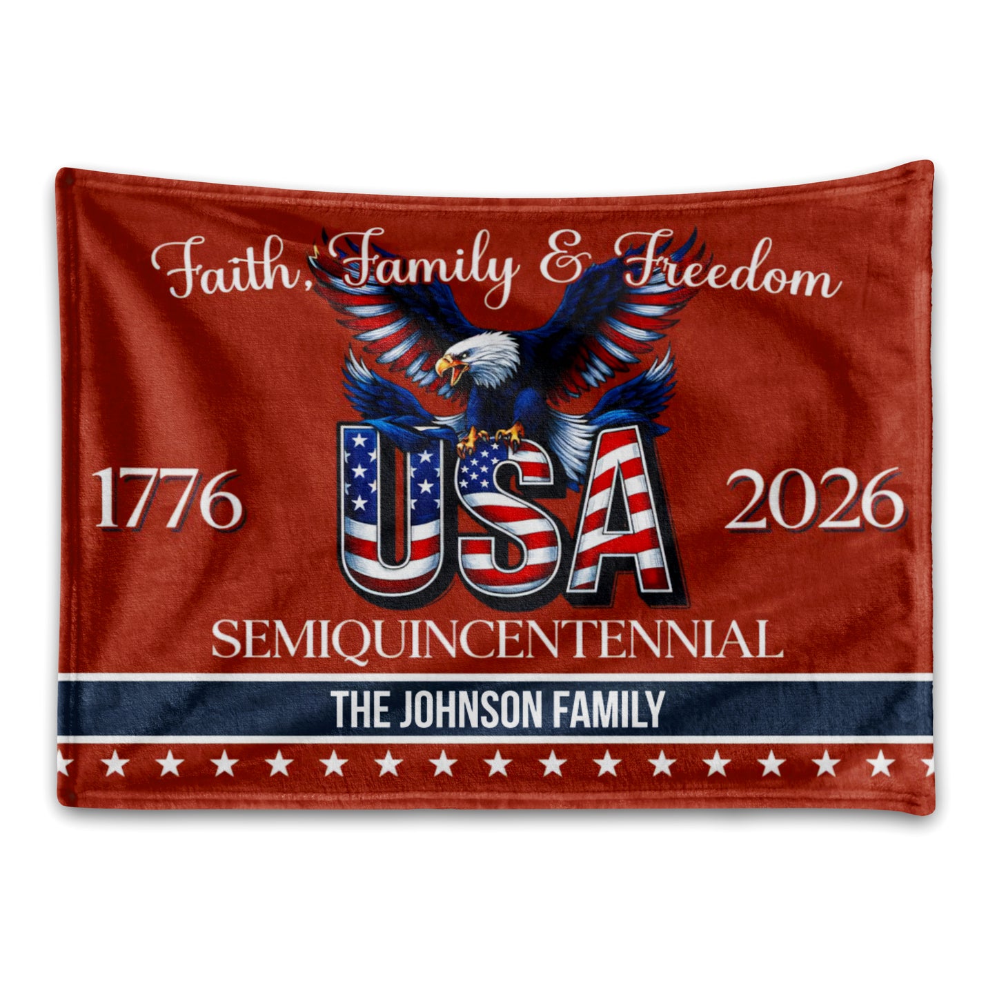 Custom Family Name Blanket - “Faith, Family & Freedom”