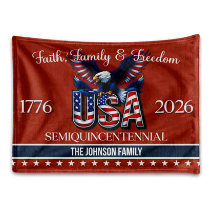 Custom Family Name Blanket - “Faith, Family & Freedom”