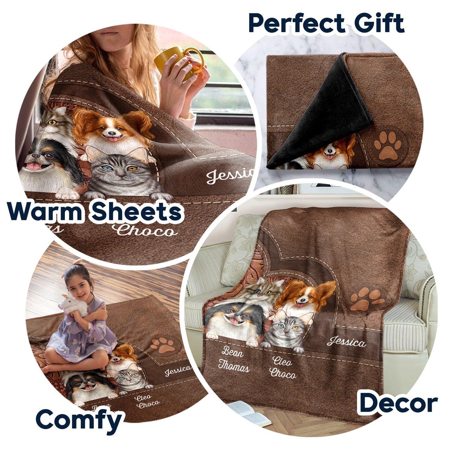 Personalized Dog Mom Cat Mom Blanket - Custom Pet Lovers Gift