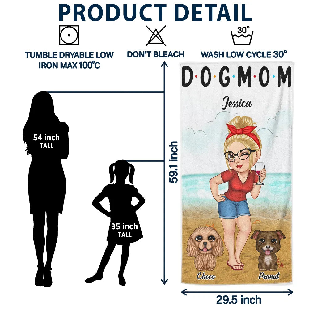 Personalized 'DOG MOM' Beach Towel - Custom Summer Gift for Dog Lovers