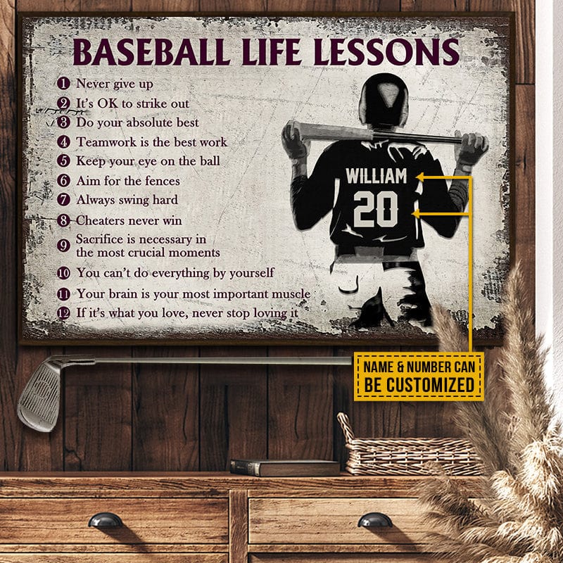 Baseball Life Lessons - Personalized Customized Poster / Canvas