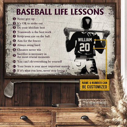 Baseball Life Lessons - Personalized Customized Poster / Canvas