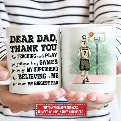 Personalized Basketball Dad And Child Thank You Custom Mug