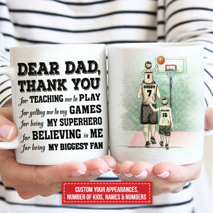 Personalized Basketball Dad And Child Thank You Custom Mug