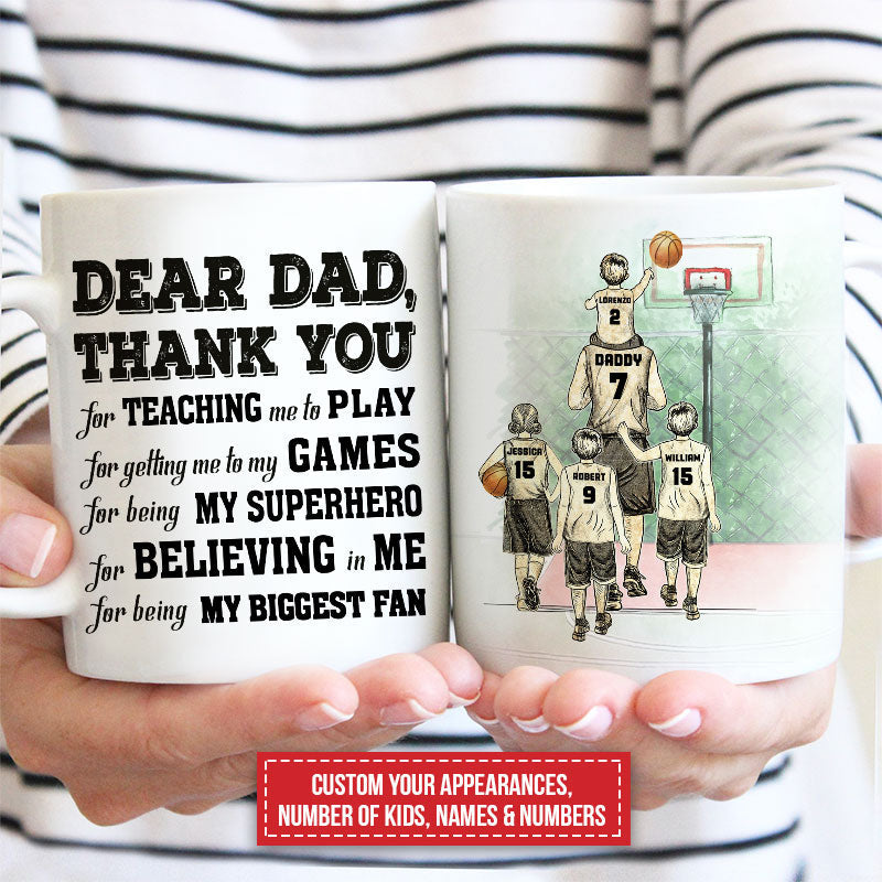 Personalized Basketball Dad And Child Thank You Custom Mug