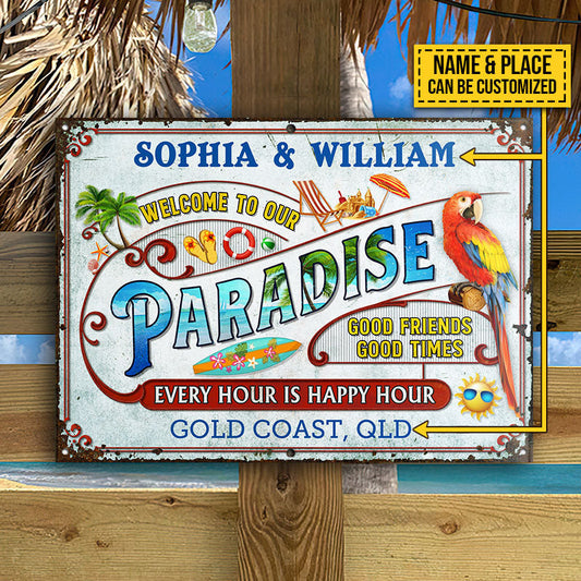 Beach Surfing Our Paradise - Personalized Customized Classic Metal Signs
